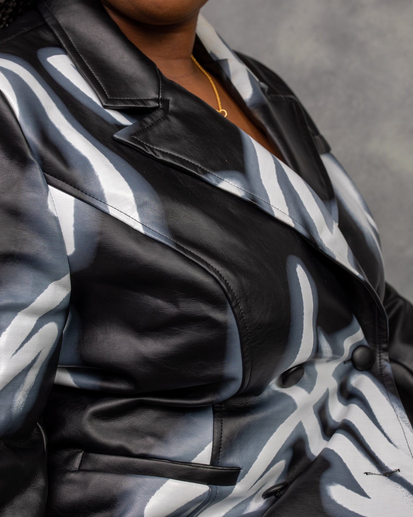 Leather Coat Graffiti Dress