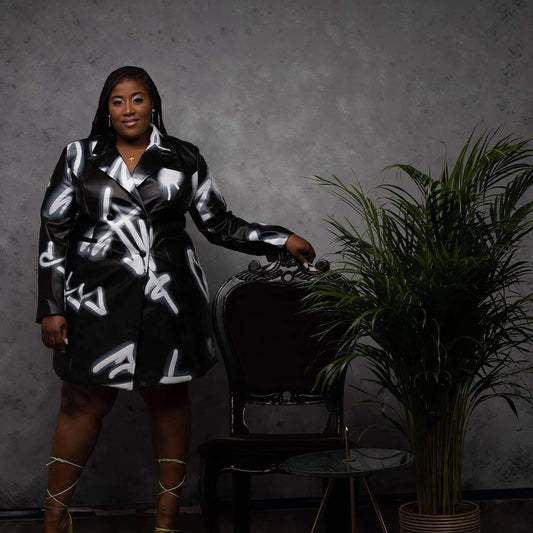 Leather Coat Graffiti Dress